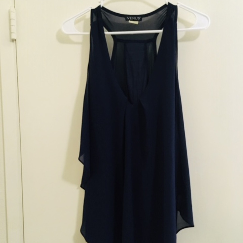 Venus navy blue flowy racerback Sz XL